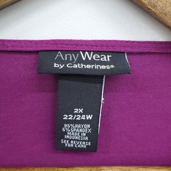 Catherines AnyWear Womens 2X Tunic Top Scoop Neck Long Sleeve Studded Purple - Picture 5 of 16